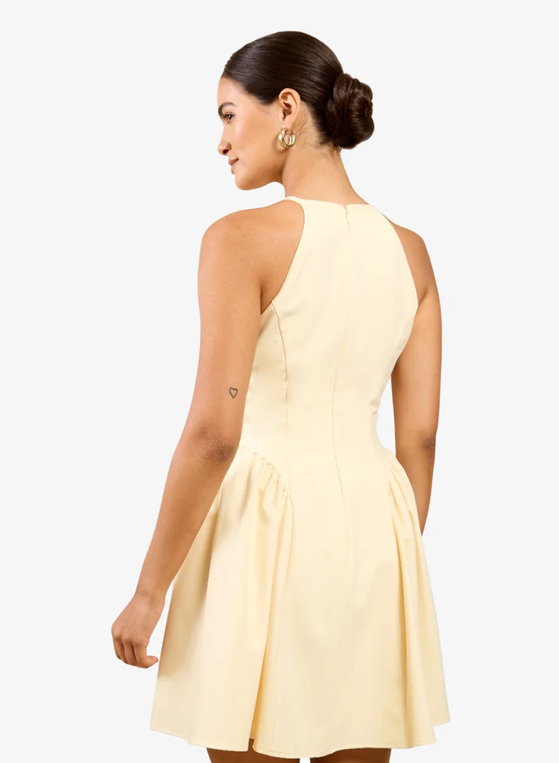 Little Mistress Lemon Yellow Mini Dress